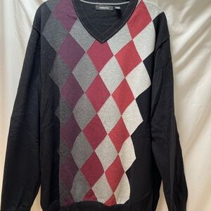 Claiborne Black and Red V-Neck Sweater